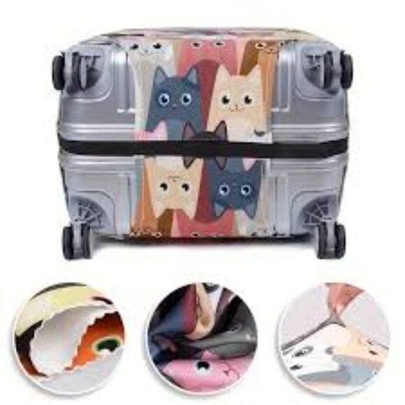 Luggage Protector / Suitcase Cover/ NWT - Colorful Cat Print- 26-28"H - Picture 3 of 6